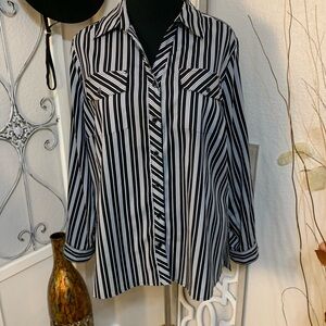 Notations classic black & white top shirt blouse, 2X